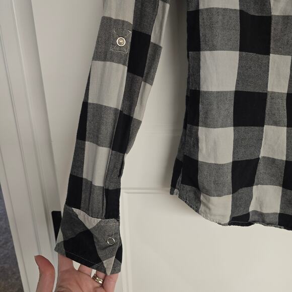 Women's Y2K Fox Black & Gray Flannel Snap Front Long Sleeve Top | Size XS - Picture 4 of 11